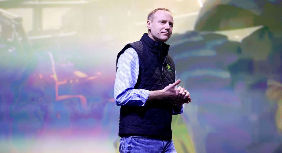 John Deere CTO Jahmy Hindman speaks on stage.