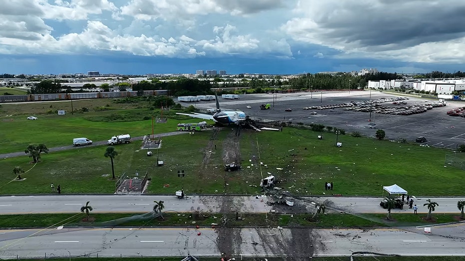 Aerial view of plane crash