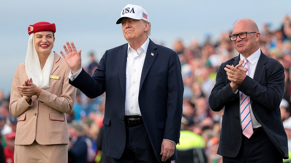 President Donald Trump speaks at Irish Open trophy presentation