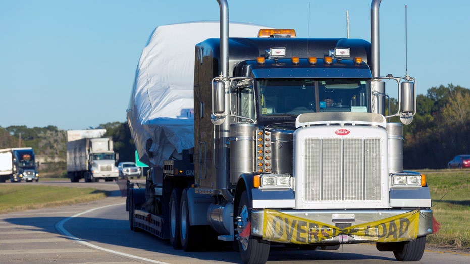 Peterbilt truck on the road.