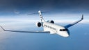 Bombardier jet in flight
