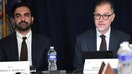 New York City Mayor Zohran Mamdani (L) listens as New York City Comptroller Mark Levine speaks during the annual New York State Financial Control Board meeting on Aug. 12, 2026 in New York City.  - Fox Business News