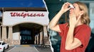 A Walgreens store is shown alongside a woman using eye drops. More than 500,000 Walgreens-branded eye-drop products are being recalled over sterility concerns. - Fox Business News