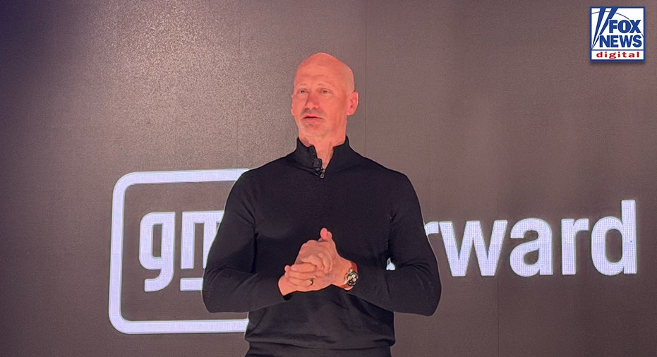 General Motors Chief Product Officer Sterling Anderson speaks at the automaker's "GM Forward" event in New York City.