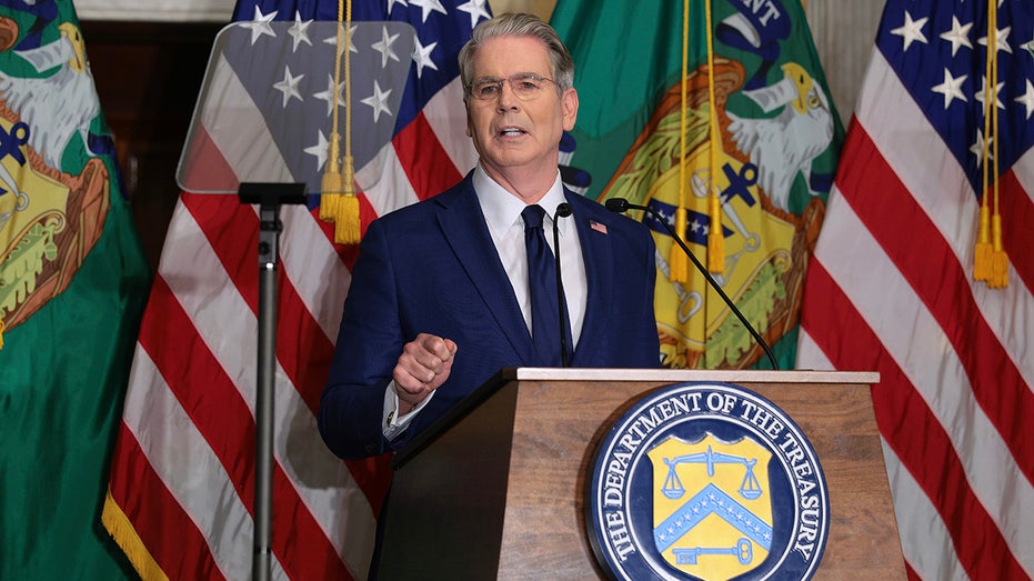 Scott Bessent speaking at the Treasury