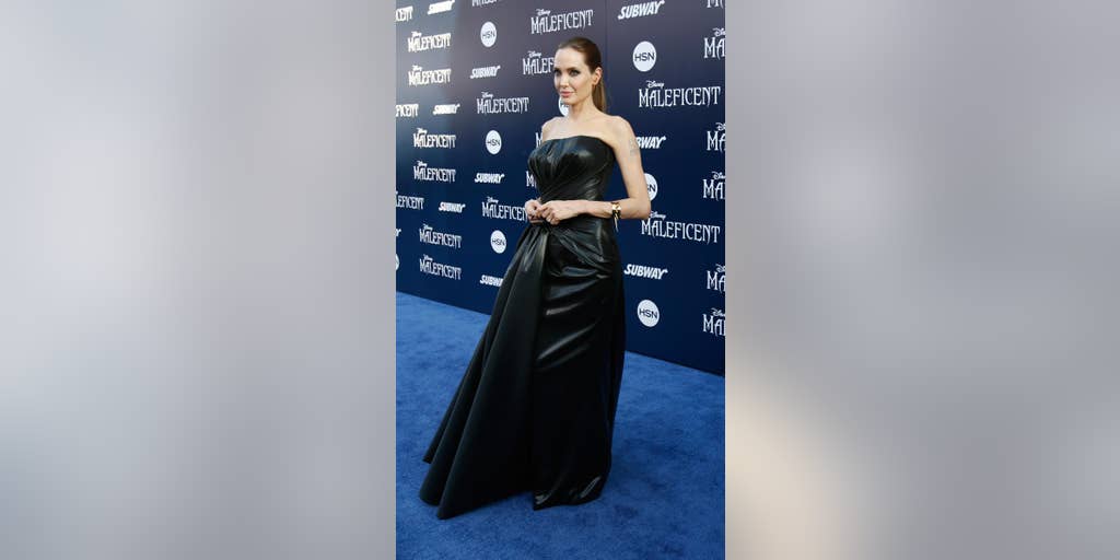 Angelina Jolie Attends 'Maleficent' Premiere in Strapless Leather Gown |  Fox News