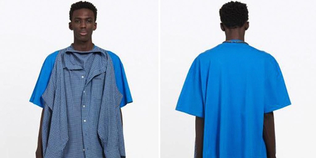 Balenciaga Twisted layered shirteffect asymmetric dress blue  MODES