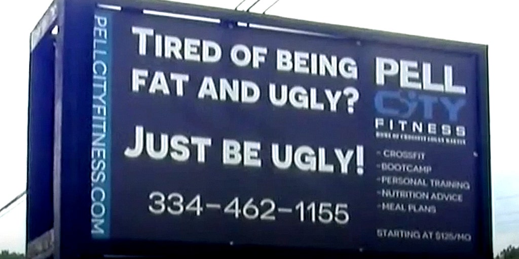 Gym sign saying 'Tired of being fat and ugly? Just be ugly' under fire |  Fox News