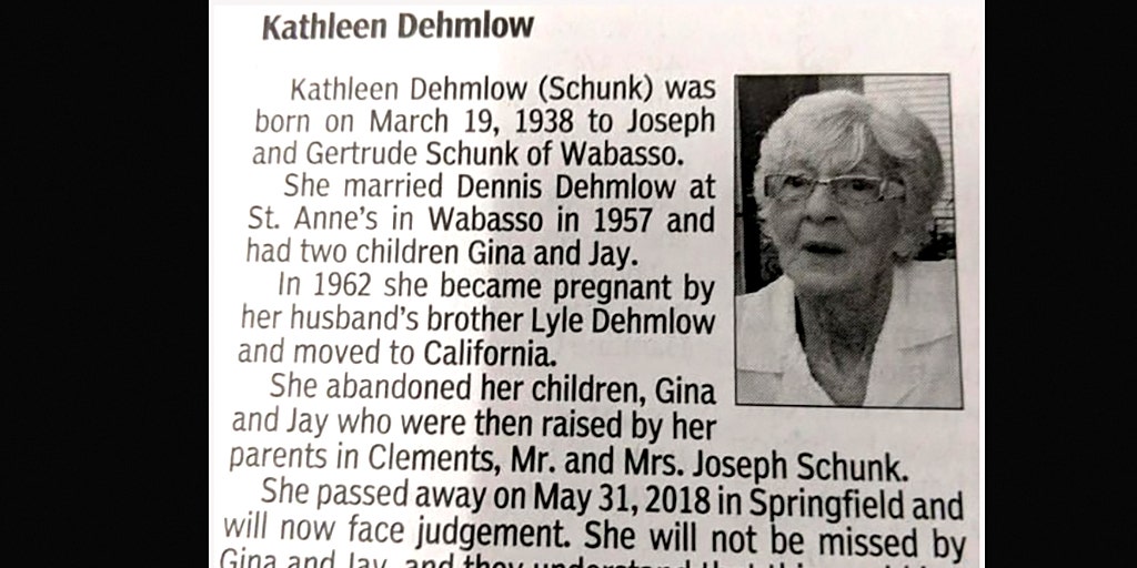 Woman's obituary takes a dark turn: 'World is a better place without her'
