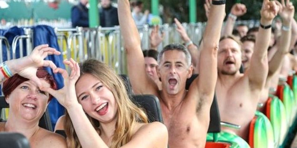 Thrillseekers strip naked for roller coaster record.