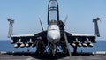 This undated photo shows an F/A-18E Super Hornet on board the USS George H.W. Bush in the Mediterranean Sea