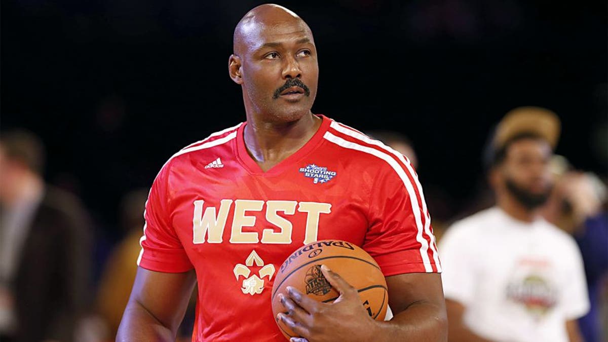 Feb 15, 2014; New Orleans, LA, USA; NBA former player Karl Malone before the 2014 NBA All Star Shooting Stars competition at Smoothie King Center. Mandatory Credit: Derick E. Hingle-USA TODAY Sports