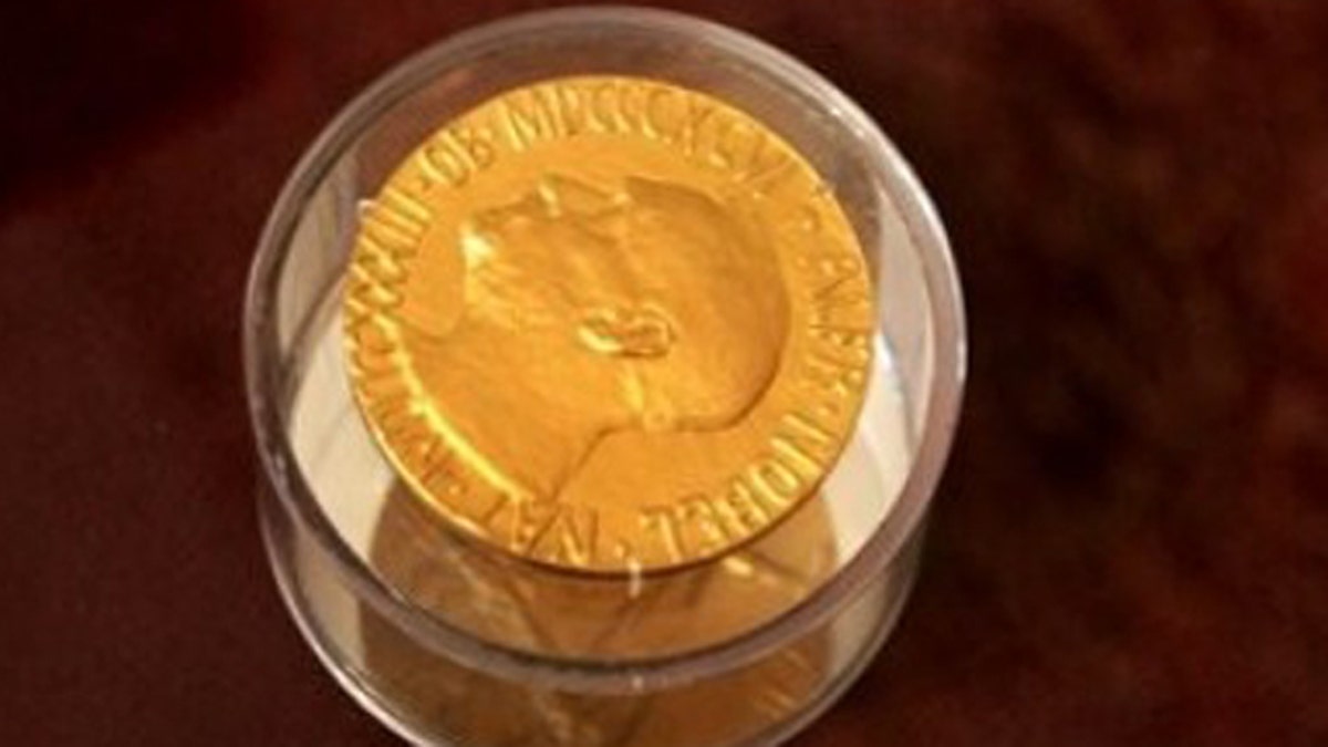 This Thursday, Dec. 16, 2010 photo shows Jane Addams' Nobel Peace Prize at the Hull House Museum in Chicago.