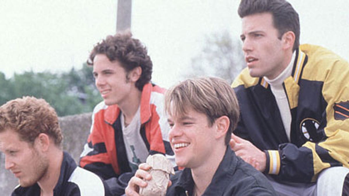 Ben Affleck (top R) and Matt Damon (bottom R) in a 'Good Will Hunting' scene. 