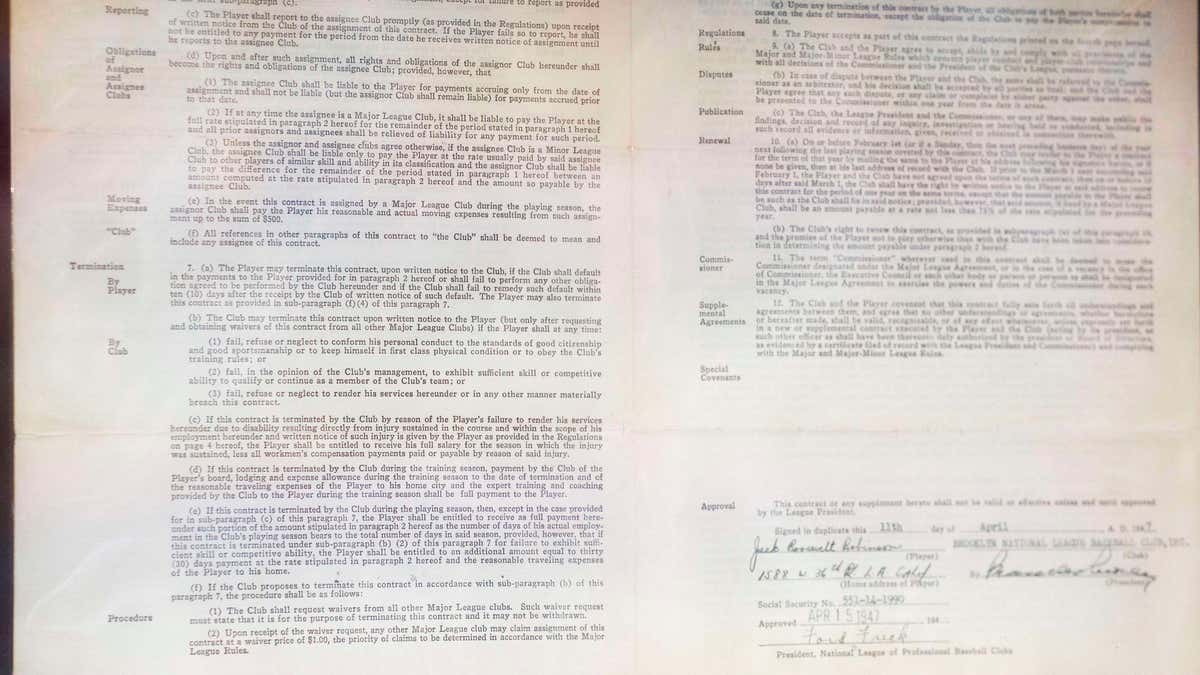 jackie robinson contract
