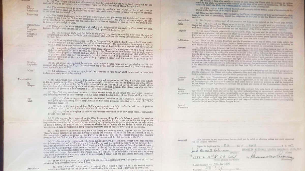 jackie robinson contract