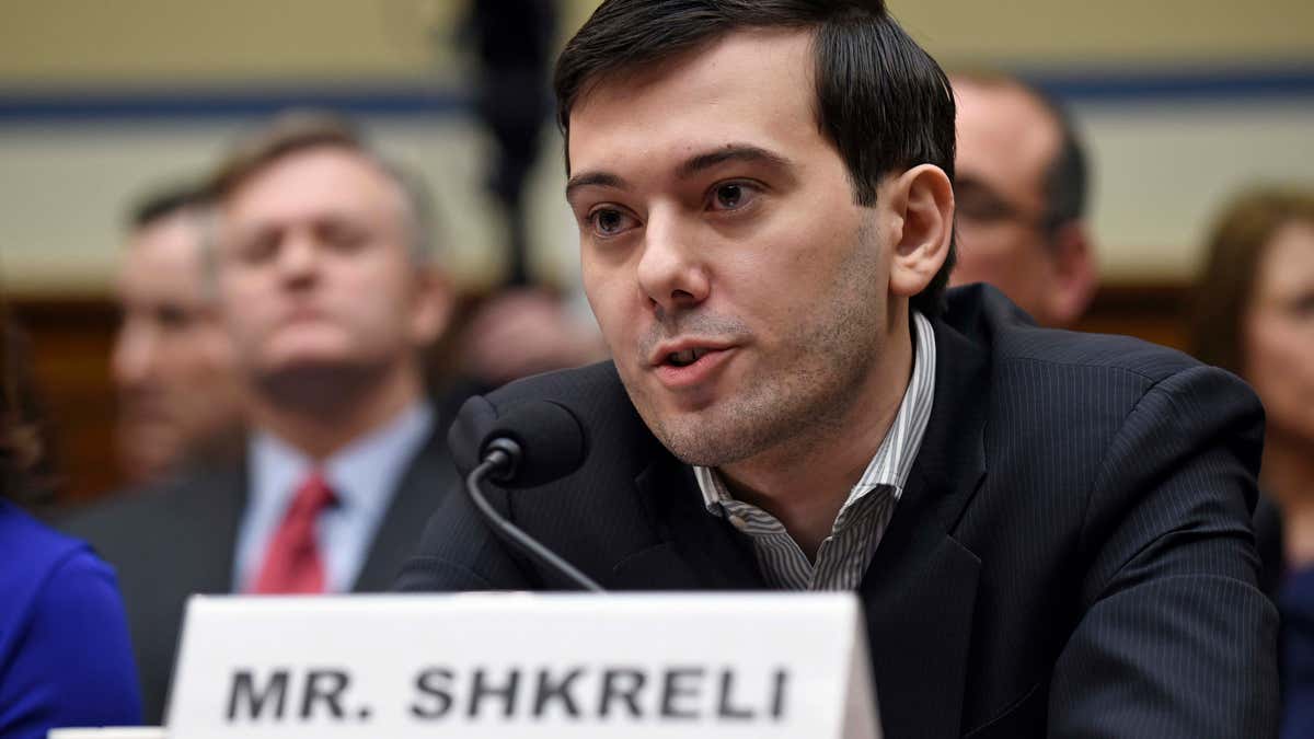 FILE- In this Feb. 4, 2016 file photo, pharmaceutical chief Martin Shkreli speaks on Capitol Hill in Washington, during the House Committee on Oversight and Reform Committee hearing on his former company's decision to raise the price of a lifesaving medicine.