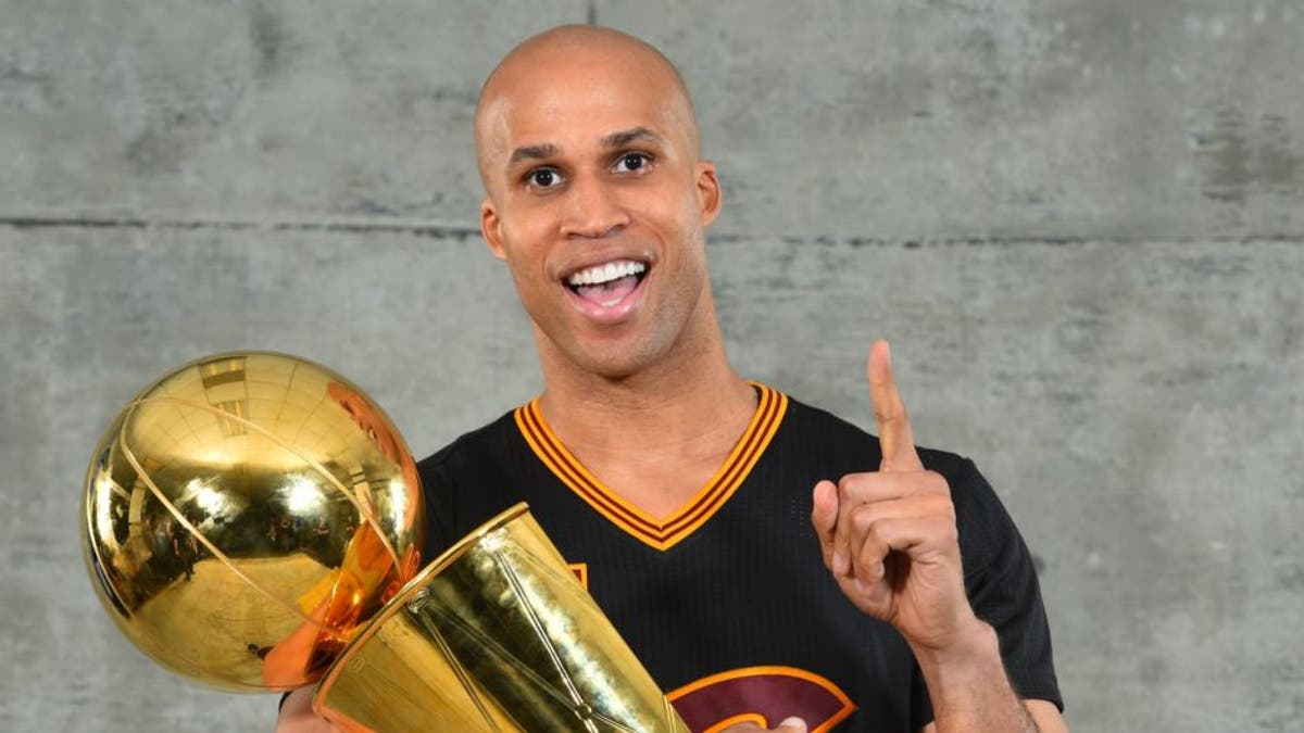 OAKLAND, CA - JUNE 19: Richard Jefferson #24 of the Cleveland Cavaliers poses for a portrait after winning the NBA Championship against the Golden State Warriors during the 2016 NBA Finals Game Seven on June 19, 2016 at ORACLE Arena in Oakland, California. NOTE TO USER: User expressly acknowledges and agrees that, by downloading and or using this photograph, User is consenting to the terms and conditions of the Getty Images License Agreement. Mandatory Copyright Notice: Copyright 2016 NBAE (Photo by Jesse D. Garrabrant/NBAE via Getty Images)