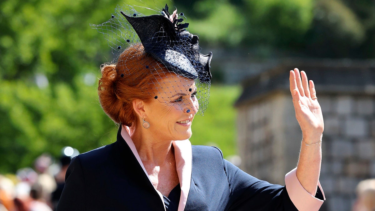 Sarah Ferguson arrives for the wedding ceremony of Prince Harry and Meghan Markle at St. George's Chapel in Windsor Castle in Windsor, near London, England, Saturday, May 19, 2018. (Gareth Fuller/pool photo via AP)
