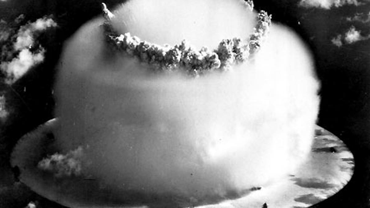 July 25, 1946: Nuclear test 'Baker' detonates underwater at Bikini Atoll in the western Pacific, creating a huge water-vapor shockwave cloud.