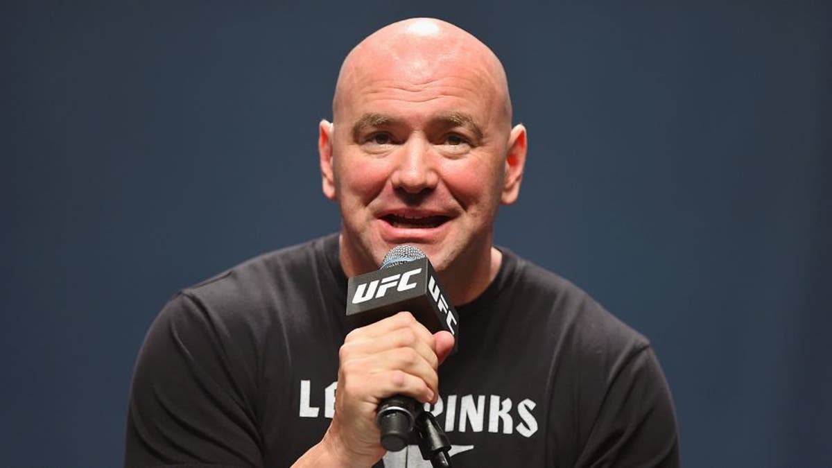 LAS VEGAS, NV - SEPTEMBER 04: UFC president Dana White speaks to the media and fans during the UFC's Go Big launch event inside MGM Grand Garden Arena on September 4, 2015 in Las Vegas, Nevada. (Photo by Josh Hedges/Zuffa LLC/Zuffa LLC via Getty Images)