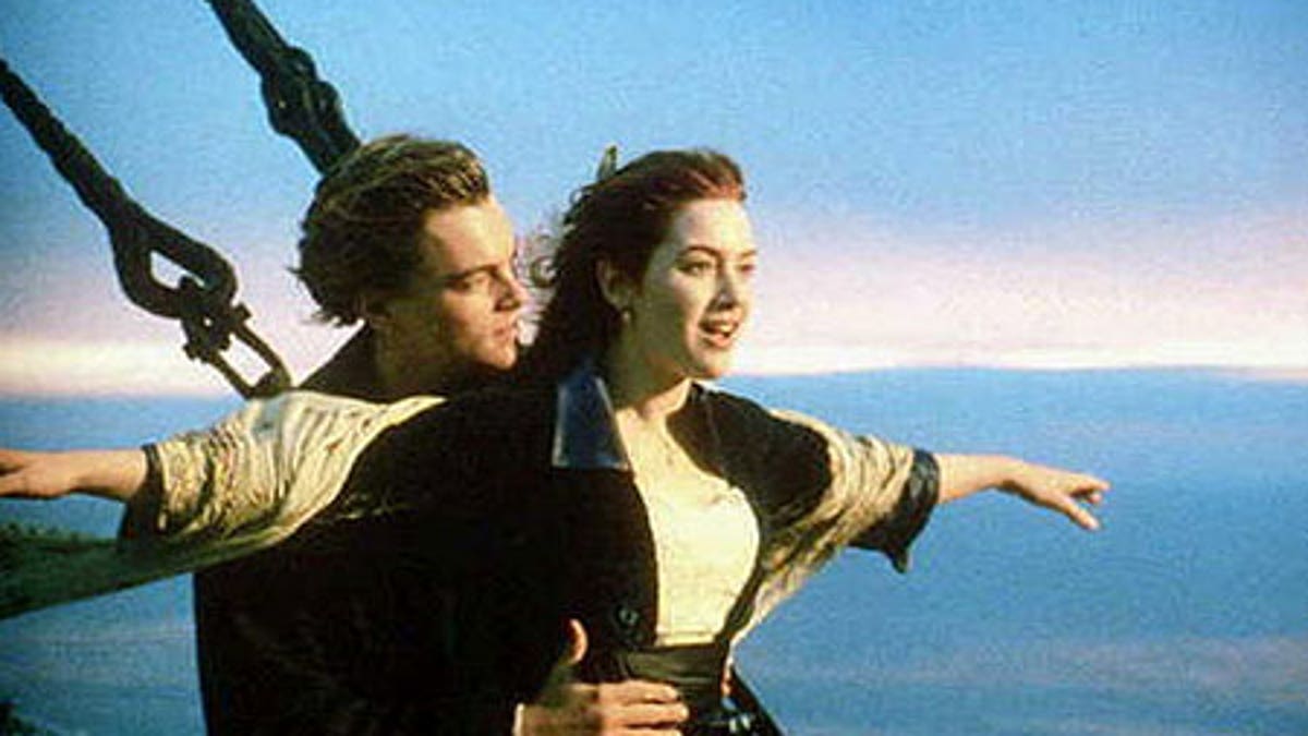 Kate Winslet in a shot from "Titanic" with co-star Leonardo DiCaprio.