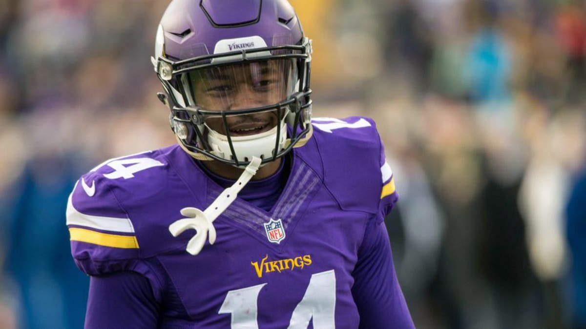 Nov 22, 2015; Minneapolis, MN, USA; Minnesota Vikings wide receiver Stefon Diggs (14) against the Green Bay Packers at TCF Bank Stadium. The Packers defeated the Vikings 30-15. Mandatory Credit: Brace Hemmelgarn-USA TODAY Sports