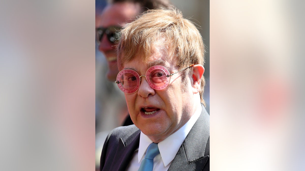 Elton John leaves St George's Chapel at Windsor Castle after the wedding of Meghan Markle and Prince Harry. Saturday May 19, 2018.  Chris Radburn/Pool via REUTERS - RC12047C70F0