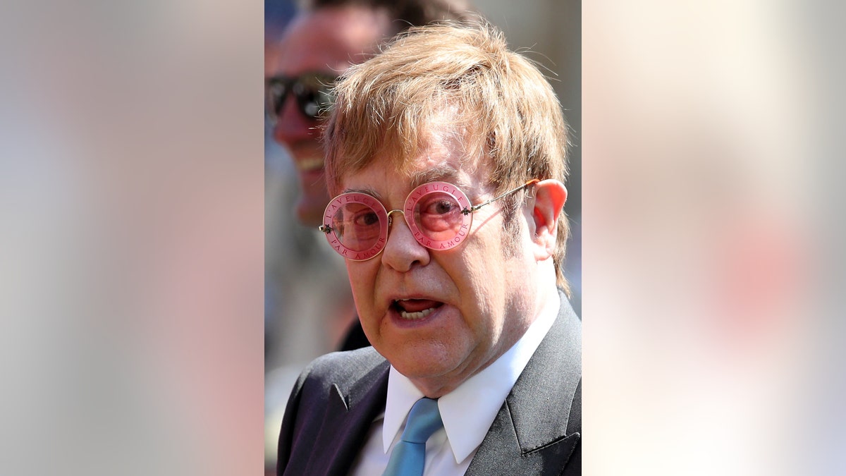Elton John leaves St George's Chapel at Windsor Castle after the wedding of Meghan Markle and Prince Harry. Saturday May 19, 2018. Chris Radburn/Pool via REUTERS - RC12047C70F0