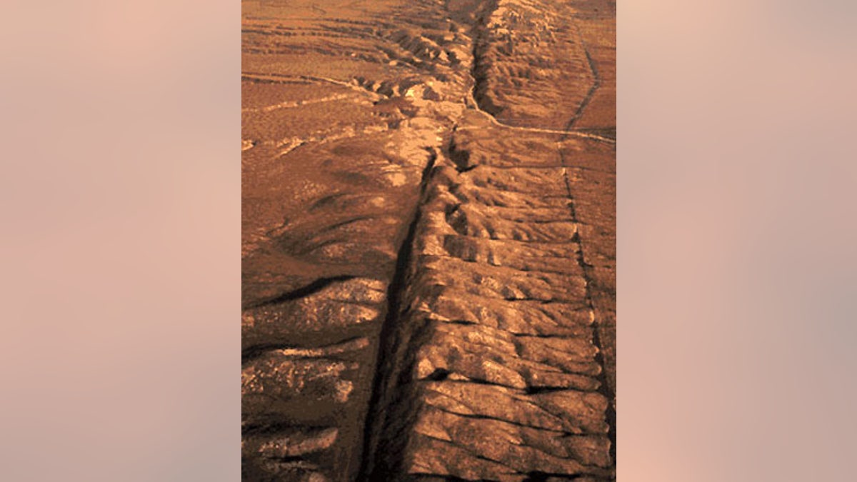 Part of the visible section of the San Andreas Fault.