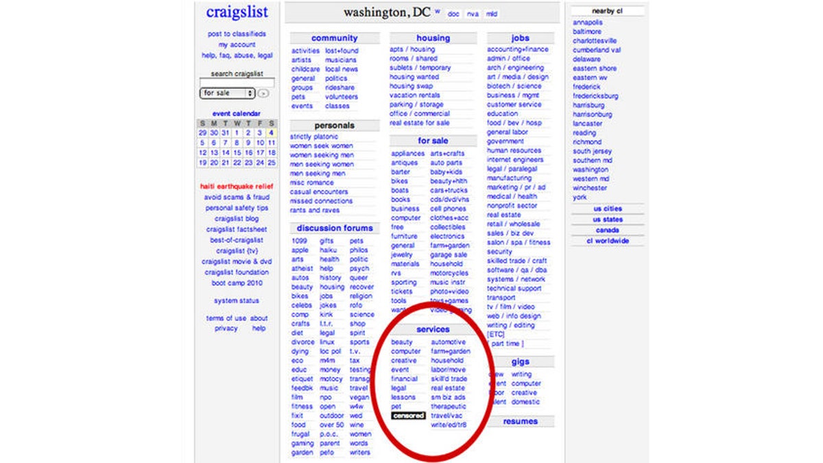 Craigslist Shuts Down Adult Services Section Fox News