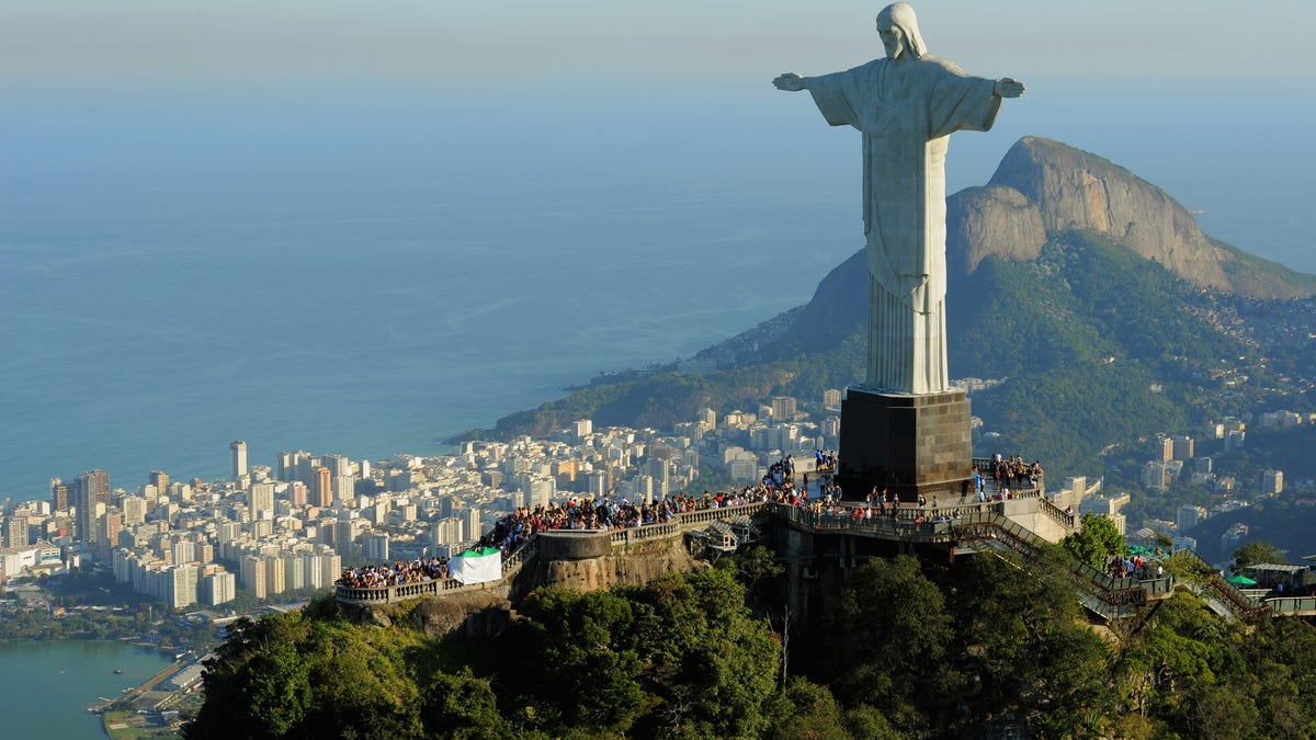 RIO DE JANEIRO, BRAZIL - JULY 27:  An arial view of the 'Christ the Redeemer' statue on top of Corcovado mountain on July 27, 2011 in Rio de Janeiro, Brazil.  (Photo by Michael Regan/Getty Images)