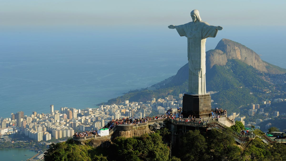 RIO DE JANEIRO, BRAZIL - JULY 27:  An arial view of the 'Christ the Redeemer' statue on top of Corcovado mountain on July 27, 2011 in Rio de Janeiro, Brazil.  (Photo by Michael Regan/Getty Images)