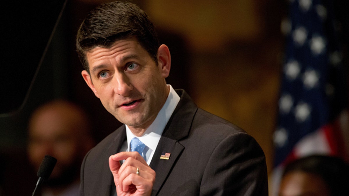 FILE - In this April 27, 2016 file photo,House Speaker Paul Ryan of Wis. speaks in Washington. Paul Ryan is refusing to support Donald Trump as the Republican nominee for president. (AP Photo/Andrew Harnik, File)