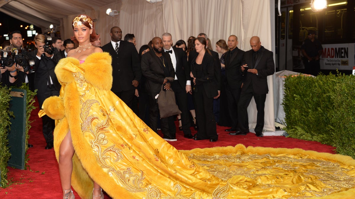 Rihanna arrives at The Metropolitan Museum of Art's Costume Institute benefit gala celebrating "China: Through the Looking Glass" on Monday, May 4, 2015, in New York. (Photo by Evan Agostini/Invision/AP)