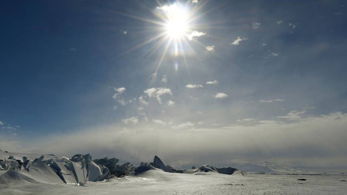 FILE - This Saturday, Nov. 12, 2016, file photo shows a frozen section of the Ross Sea at the Scott Base in Antarctica. In October 2016, 24 nations and the European Union agreed to create the world's largest marine reserve near Antarctica. The reserve in the Ross Sea is about twice the size of Texas, although will account for only a tiny fraction of the world's total ocean area. (Mark Ralston/Pool Photo via AP, File)
