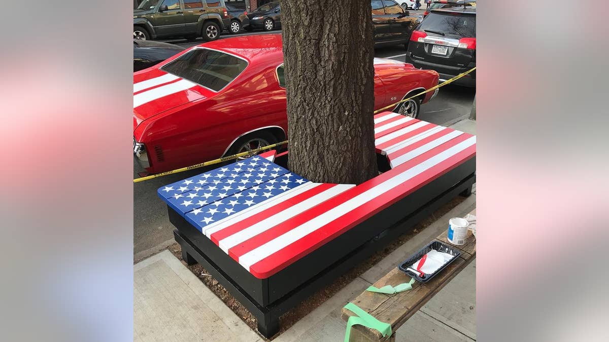 american legion american flag bench