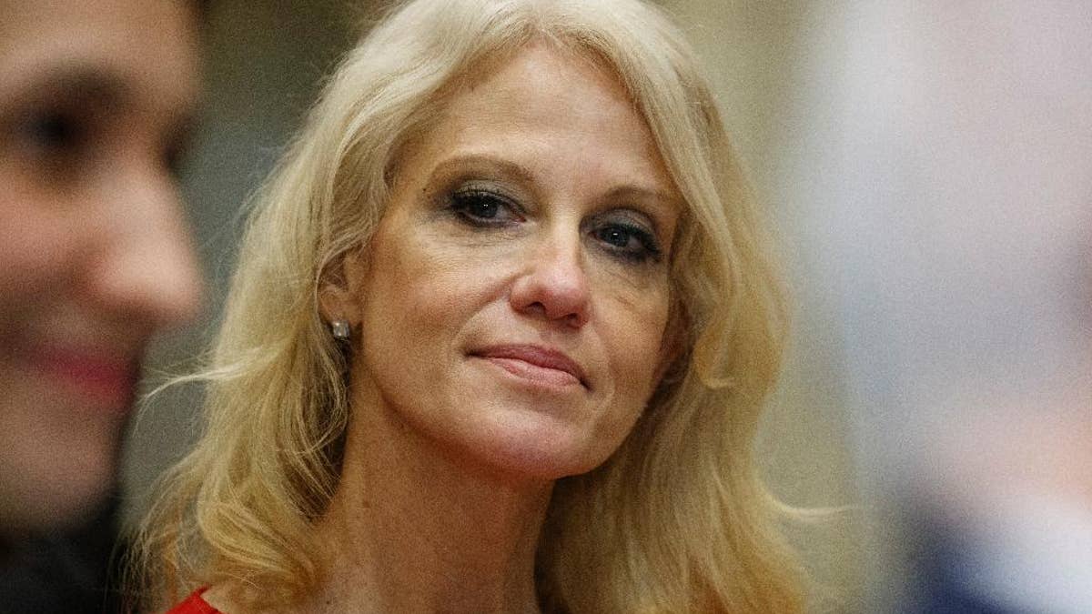 Kellyanne Conway, senior adviser to President Donald Trump, watches during a meeting with parents and teachers, Tuesday, Feb. 14, 2017, in the Roosevelt Room of the White House in Washington. (AP Photo/Evan Vucci)