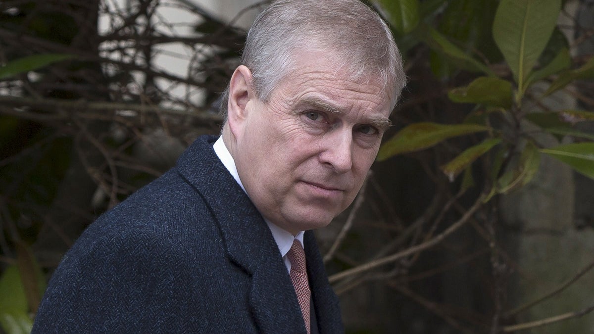 Britain's Prince Andrew leaves after attending the Easter Sunday service at St Georges Chapel at Windsor Castle in southern England April 5, 2015. REUTERS/Neil Hall - GF10000050236