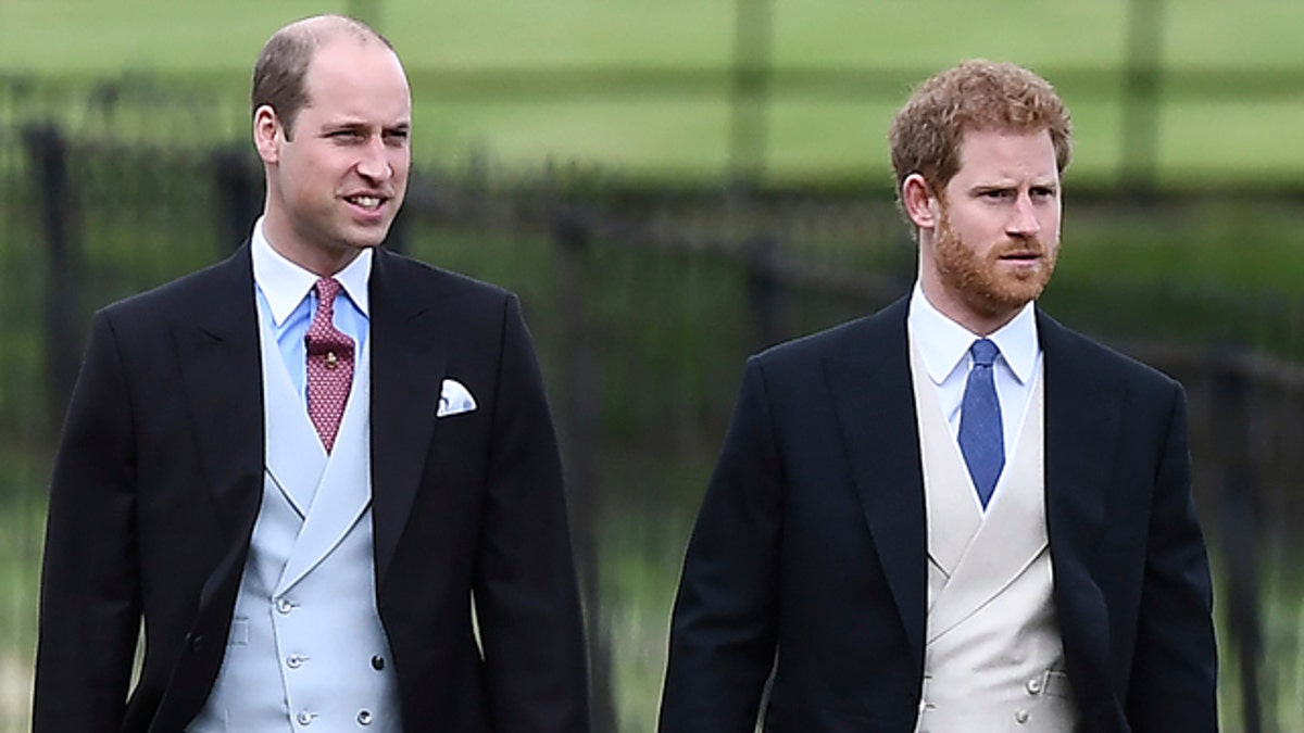 Britain's Prince William and Prince Harry, right, arrive at St Mark's Church in Englefield, England, ahead of the wedding of Pippa Middleton and James Matthews, Saturday, May 20, 2017. Middleton, the sister of Kate, Duchess of Cambridge is to marry hedge fund manager James Matthews in a ceremony Saturday where her niece and nephew Prince George and Princess Charlotte are in the wedding party, along with sister Kate and princes Harry and William. (Justin Tallis/Pool via AP)