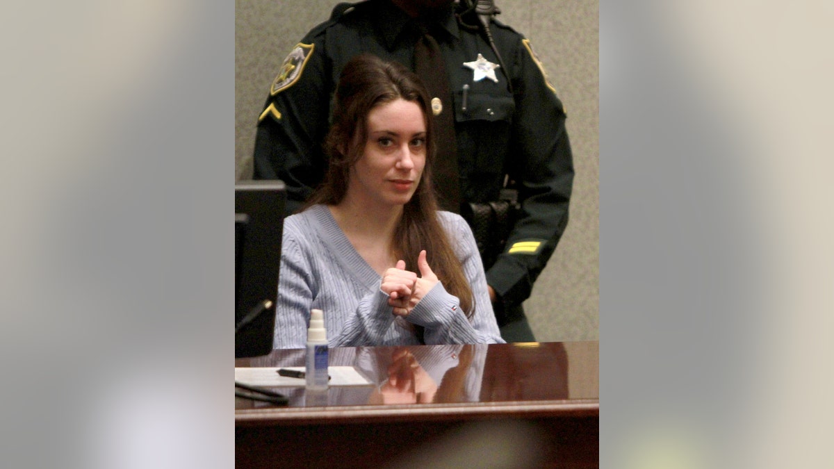 Casey Anthony sits in the courtroom before a sentencing hearing in Orlando, Fla. on Thursday, July 7, 2011. Anthony was acquitted of killing her daughter, Caylee, but faces four charges of lying to police officials. (AP Photo/Joe Burbank, Pool)