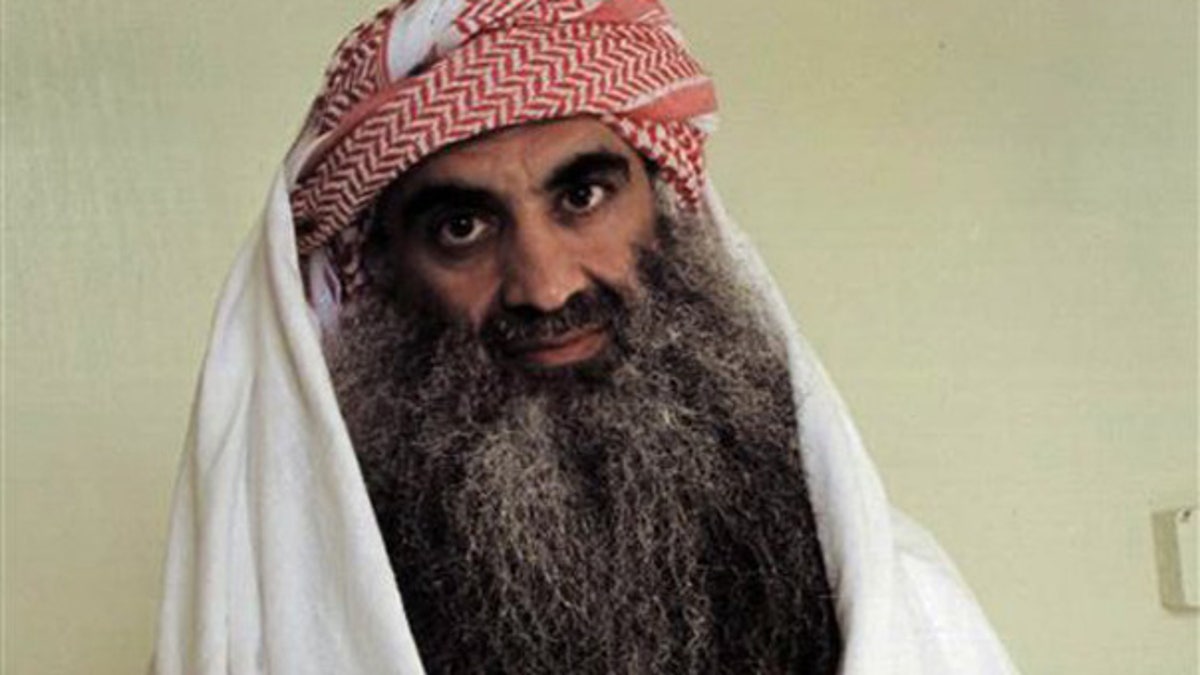 FILE: Photo from an Arabic language Web site shows a man identified as Khalid Sheikh Mohammed in detention at Guantanamo Bay, Cuba.