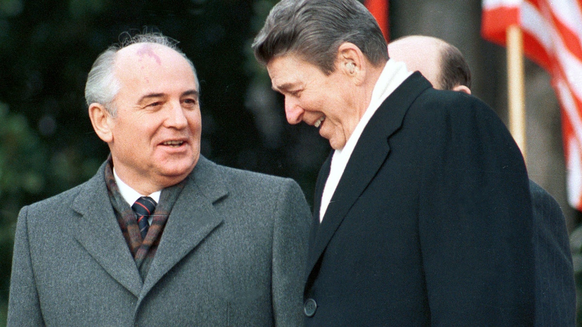 President Ronald Reagan Soviet leader Mikhail Gorbachev