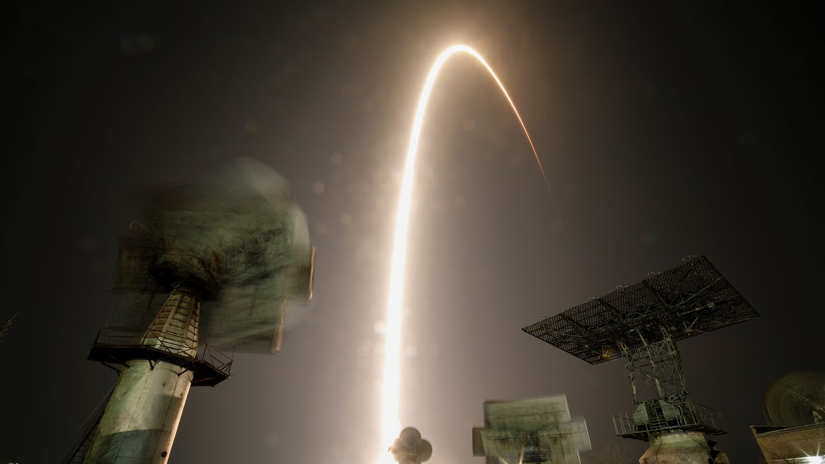 The Soyuz MS-08 spacecraft carrying the crew of astronauts Drew Feustel and Ricky Arnold of the U.S and crewmate Oleg Artemyev of Russia blasts off to the International Space Station (ISS) from the launchpad at the Baikonur Cosmodrome, Kazakhstan, March 21, 2018. REUTERS/Shamil Zhumatov - RC1D27A8F900