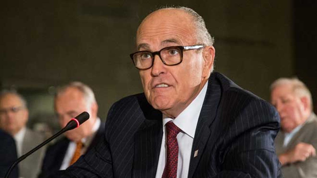 NEW YORK, NY - SEPTEMBER 08:  Former Mayor of New York City Rudy Giuliani testifies at a U.S. House of Representatives Committee on Homeland Security hearing at the National September 11 Memorial and Museum on September 8, 2015 in New York City. The hearing, titled 