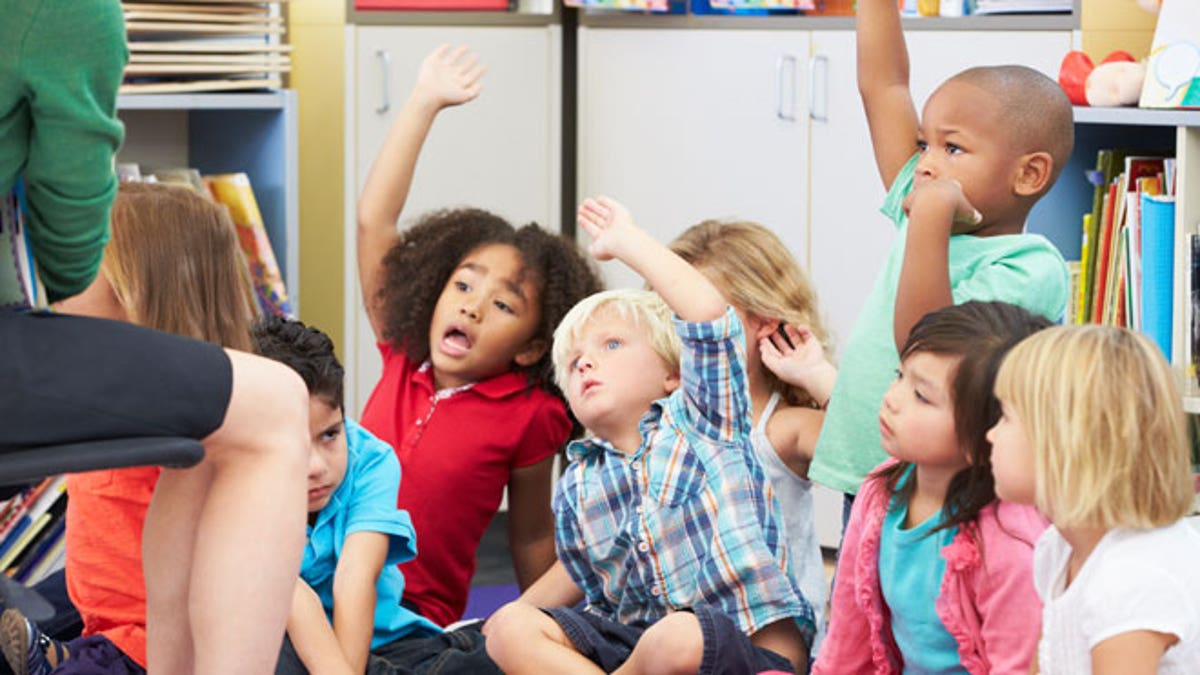 Group of Elementary Pupils In Classroom Answering Question