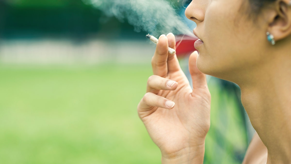 Woman smoking weed