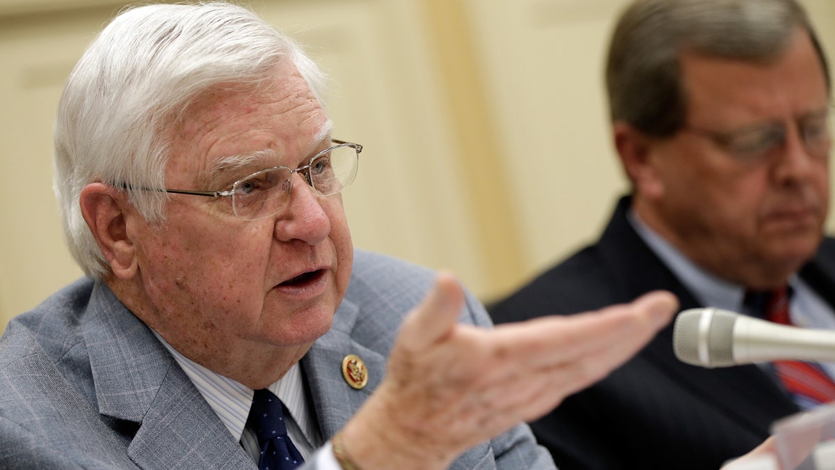 WASHINGTON, DC - APRIL 24: Rep. Hal Rogers (R-KY) asks questions as FAA Administrator Michael Huerta testifies before a subcommittee of the House Appropriations committee on Capitol Hill April 24, 2013 in Washington, DC. The subcommittee heard testimony on recent delays in the U.S. aviation industry due to sequestration and also on the topic of FAA oversight. (Photo by Win McNamee/Getty Images)