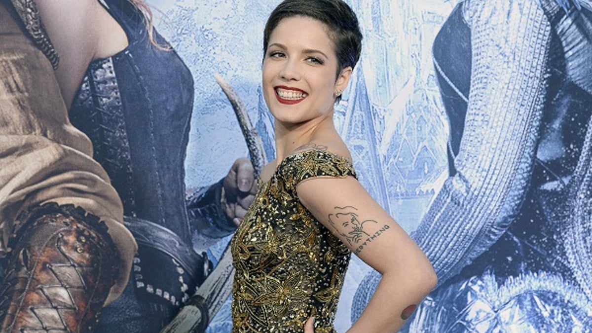 Singer Halsey poses during the premiere of the film 