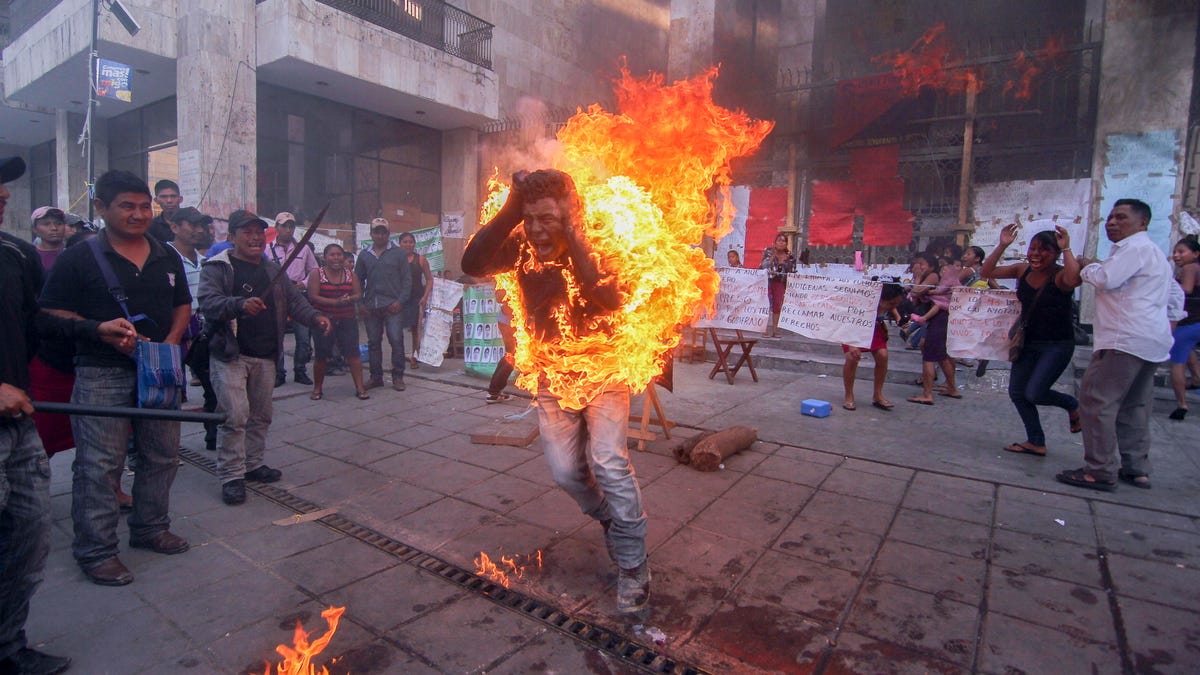 APTOPIX Mexico Immolation Protest